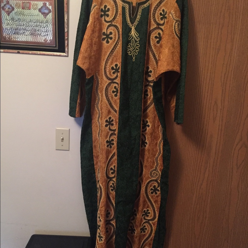 Goldish Yellow and Emerald Green Dress